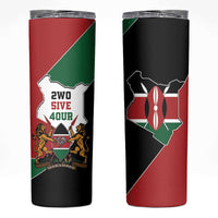 Kenya 254 Skinny Tumbler Kenyan Flag Map Double Lion Shield - Wonder Print Shop