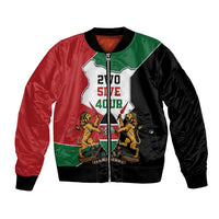 Kenya 254 Sleeve Zip Bomber Jacket Kenyan Flag Map Double Lion Shield - Wonder Print Shop
