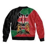 Kenya 254 Sleeve Zip Bomber Jacket Kenyan Flag Map Double Lion Shield - Wonder Print Shop