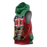 Kenya 254 Sleeveless Hoodie Kenyan Flag Map Double Lion Shield - Wonder Print Shop