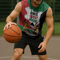 Kenya 254 Sleeveless Hoodie Kenyan Flag Map Double Lion Shield - Wonder Print Shop