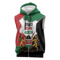 Kenya 254 Sleeveless Zip Hoodie Kenyan Flag Map Double Lion Shield - Wonder Print Shop