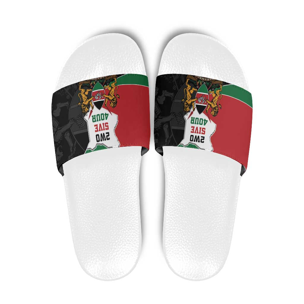 Kenya 254 Slide Sandals Kenyan Flag Map Double Lion Shield - Wonder Print Shop