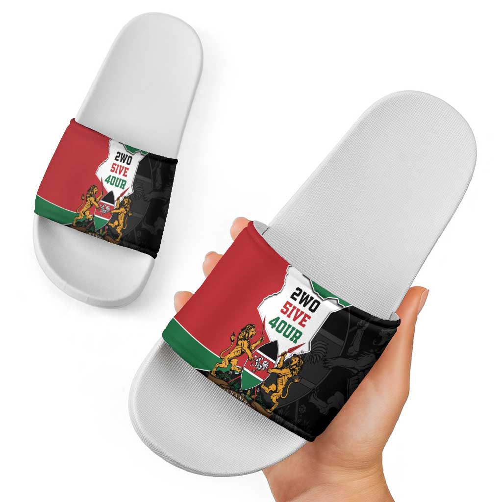 Kenya 254 Slide Sandals Kenyan Flag Map Double Lion Shield - Wonder Print Shop