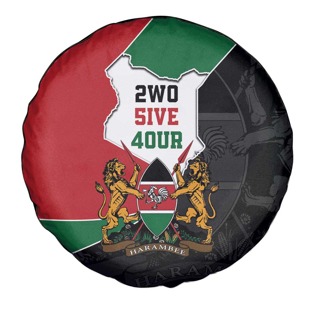 Kenya 254 Spare Tire Cover Kenyan Flag Map Double Lion Shield - Wonder Print Shop