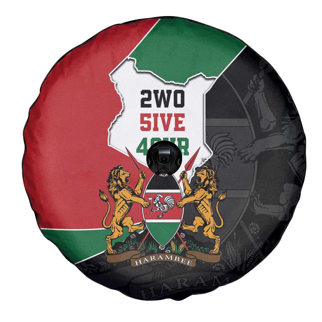 Kenya 254 Spare Tire Cover Kenyan Flag Map Double Lion Shield - Wonder Print Shop