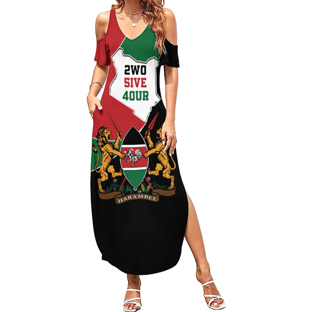 Kenya 254 Summer Maxi Dress Kenyan Flag Map Double Lion Shield - Wonder Print Shop