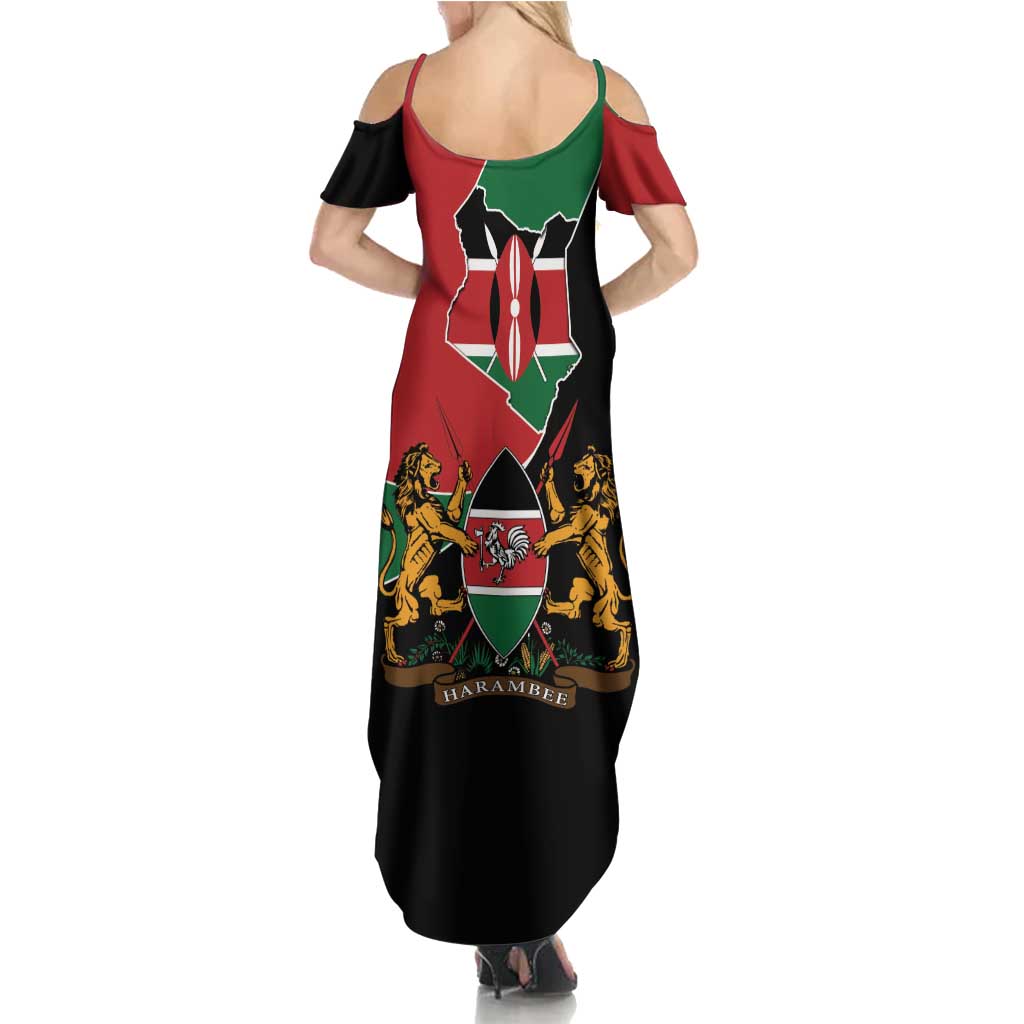 Kenya 254 Summer Maxi Dress Kenyan Flag Map Double Lion Shield - Wonder Print Shop