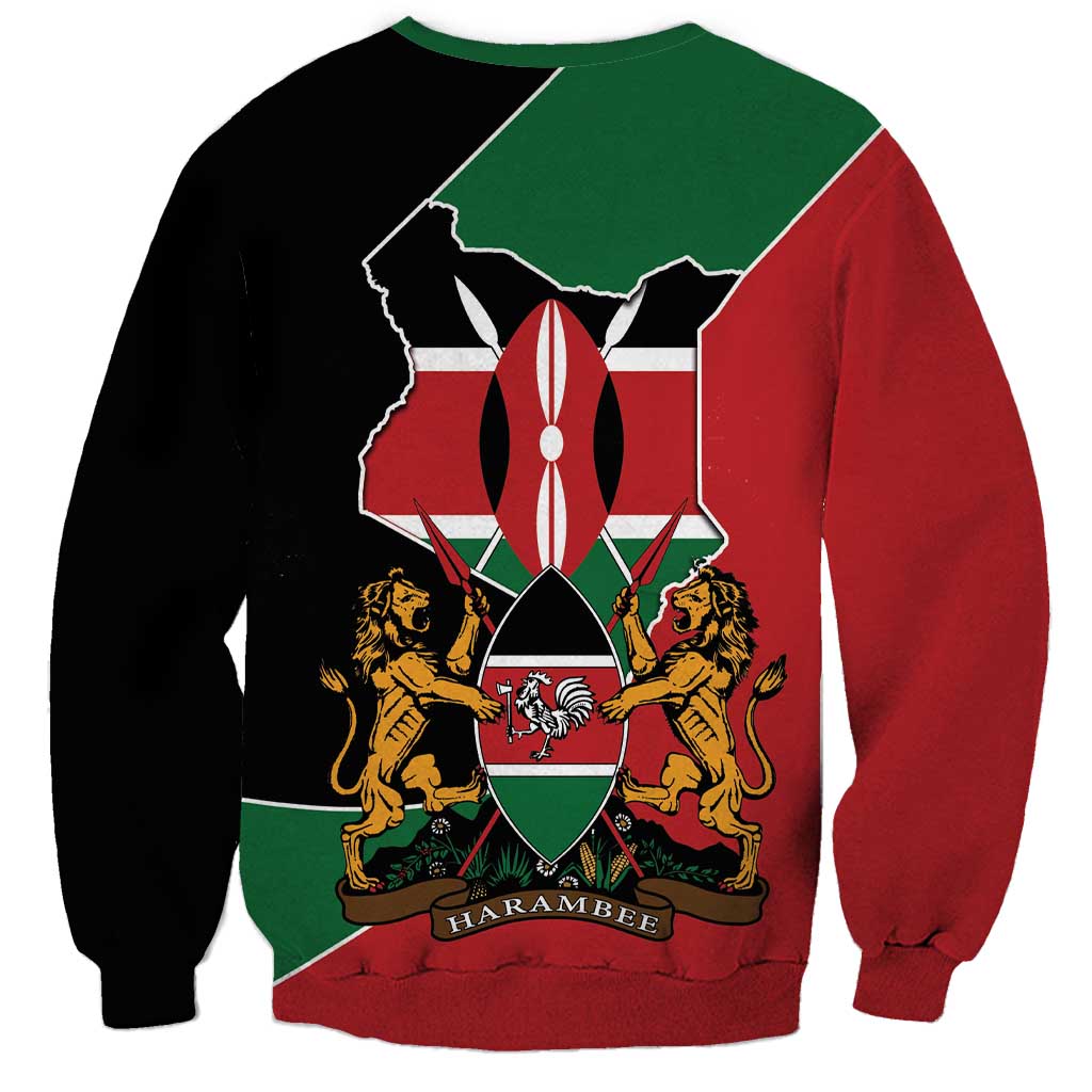 Kenya 254 Sweatshirt Kenyan Flag Map Double Lion Shield - Wonder Print Shop