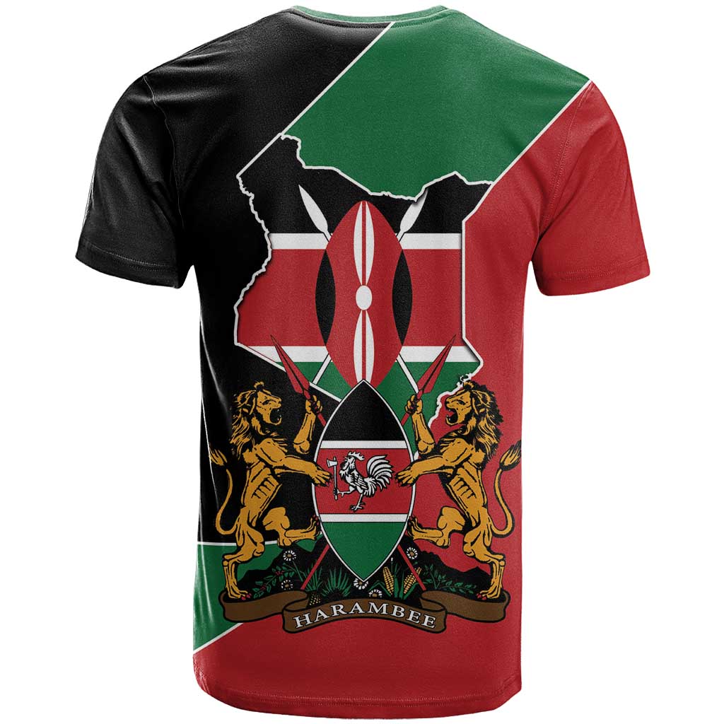 Kenya 254 T Shirt Kenyan Flag Map Double Lion Shield - Wonder Print Shop