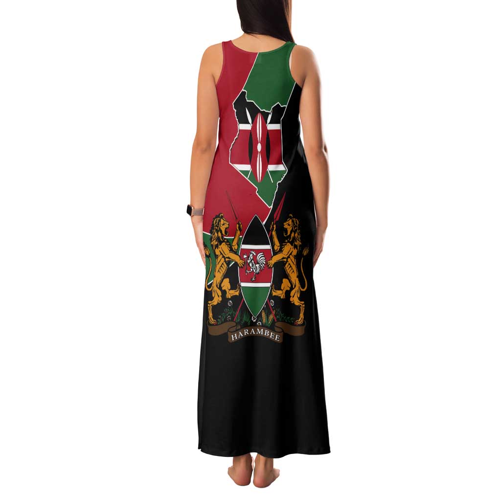Kenya 254 Tank Maxi Dress Kenyan Flag Map Double Lion Shield - Wonder Print Shop