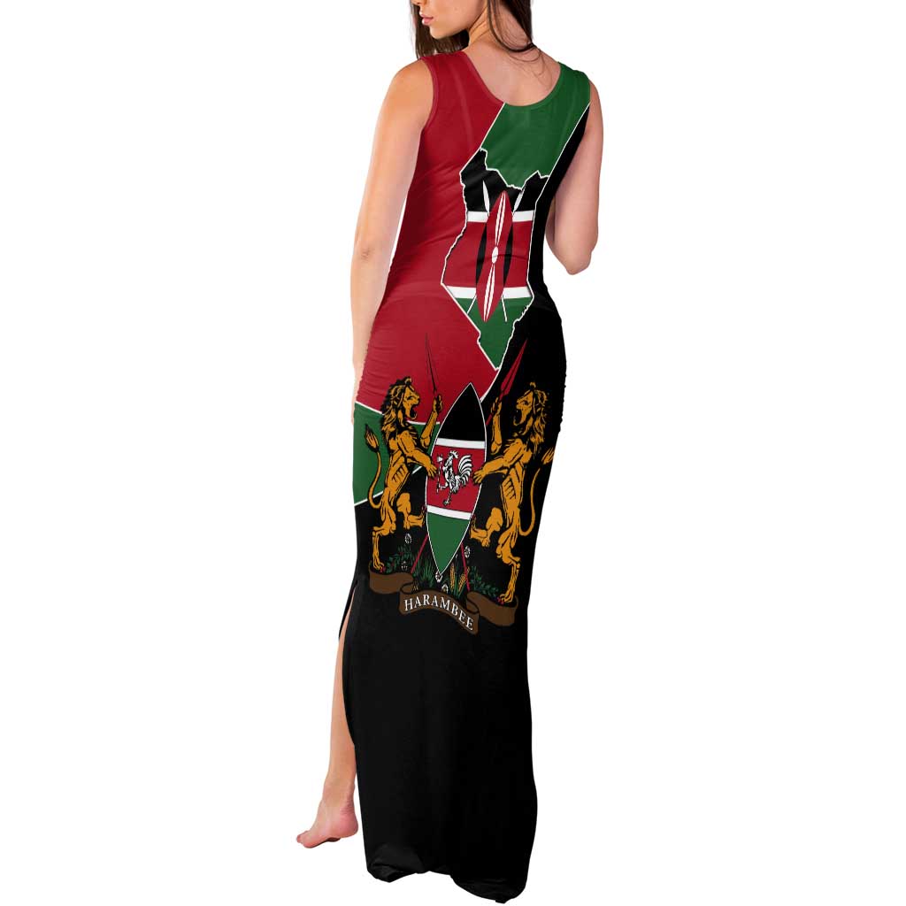 Kenya 254 Tank Maxi Dress Kenyan Flag Map Double Lion Shield - Wonder Print Shop
