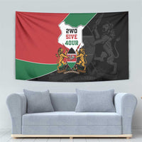 Kenya 254 Tapestry Kenyan Flag Map Double Lion Shield - Wonder Print Shop
