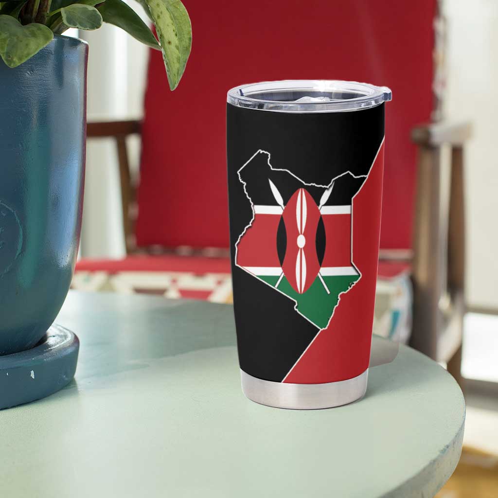 Kenya 254 Tumbler Cup Kenyan Flag Map Double Lion Shield - Wonder Print Shop