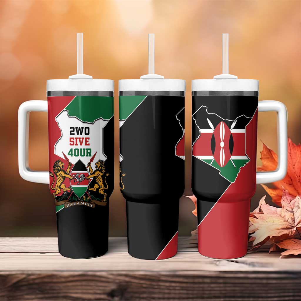 Kenya 254 Tumbler With Handle Kenyan Flag Map Double Lion Shield - Wonder Print Shop
