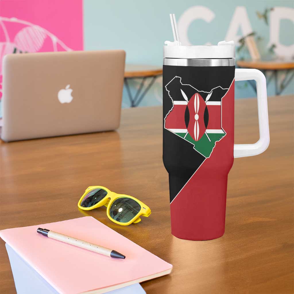 Kenya 254 Tumbler With Handle Kenyan Flag Map Double Lion Shield - Wonder Print Shop
