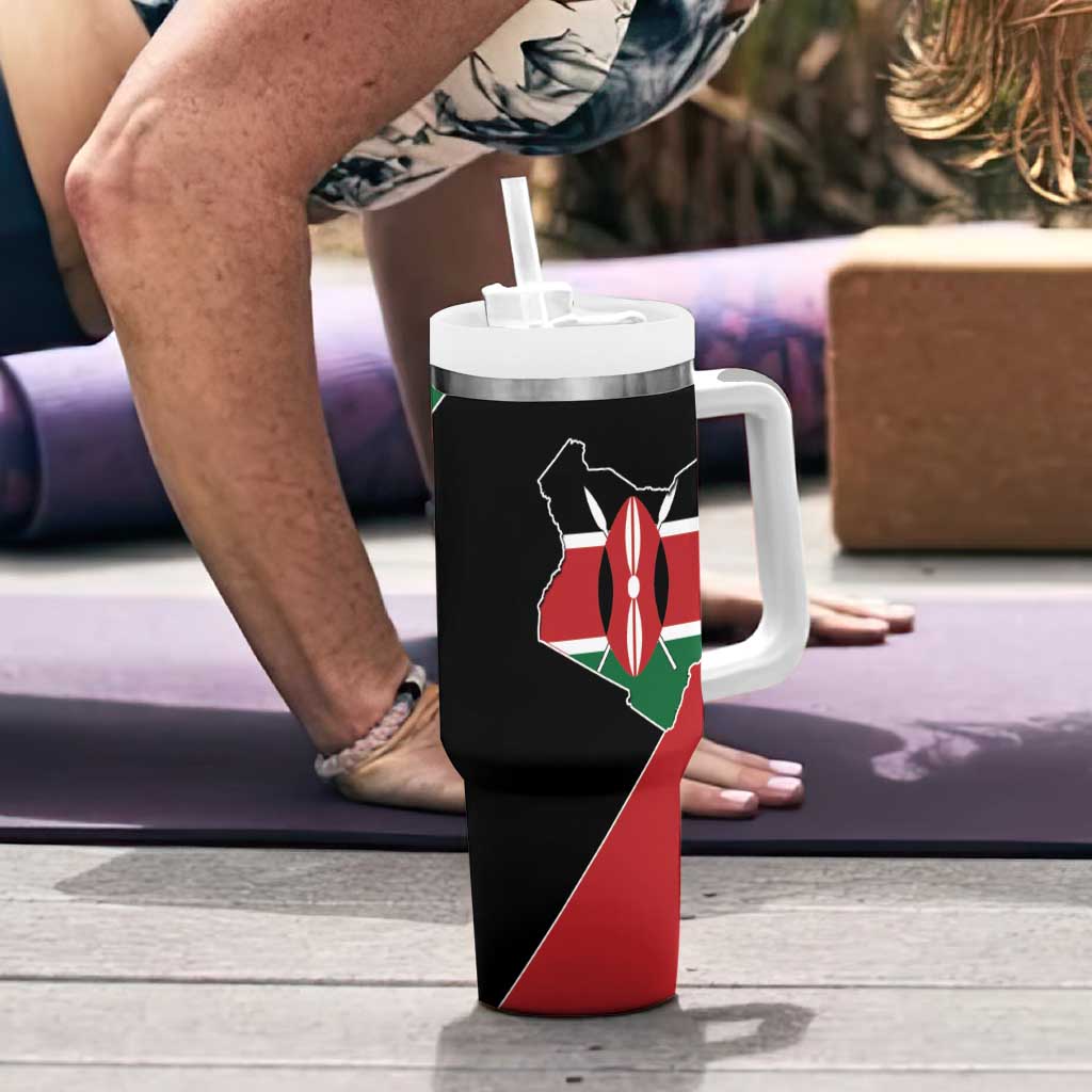 Kenya 254 Tumbler With Handle Kenyan Flag Map Double Lion Shield - Wonder Print Shop