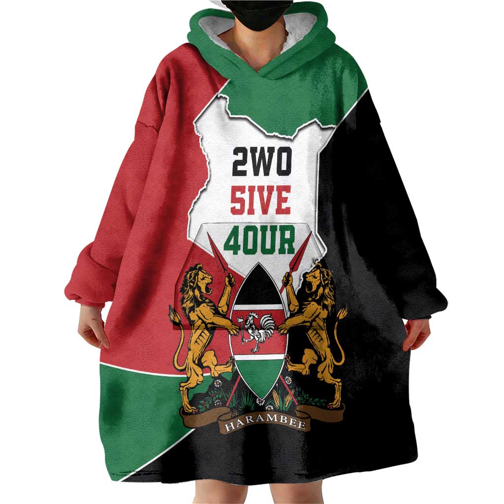 Kenya 254 Wearable Blanket Hoodie Kenyan Flag Map Double Lion Shield - Wonder Print Shop