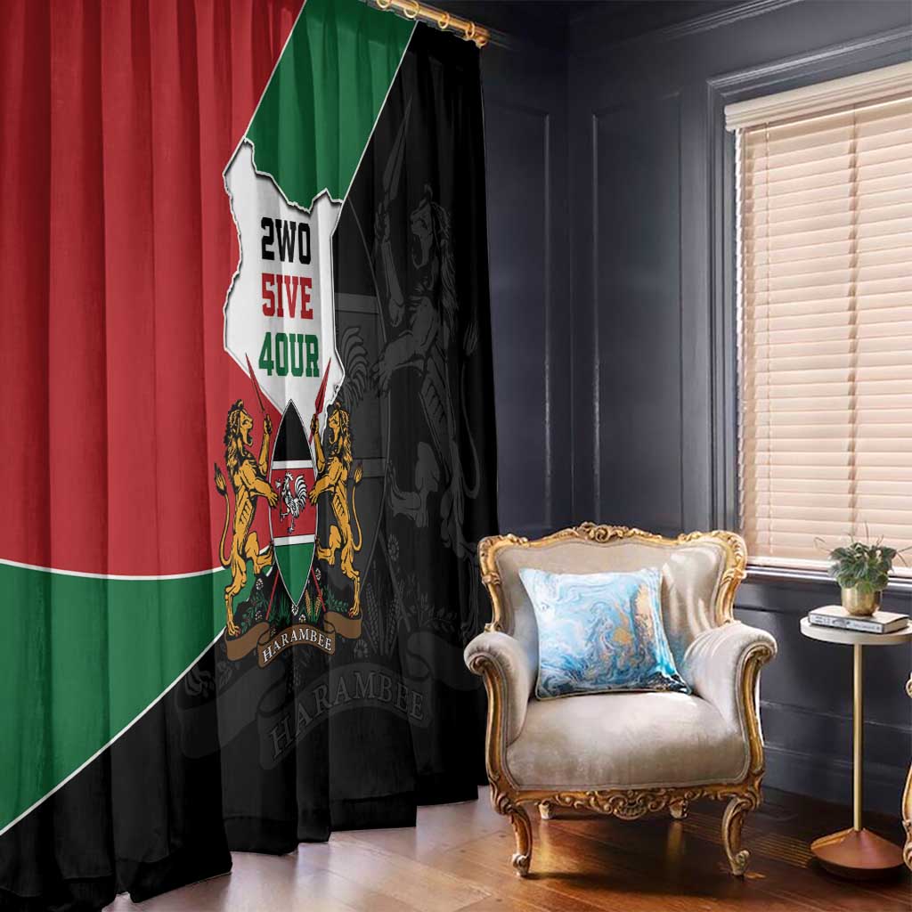 Kenya 254 Window Curtain Kenyan Flag Map Double Lion Shield - Wonder Print Shop