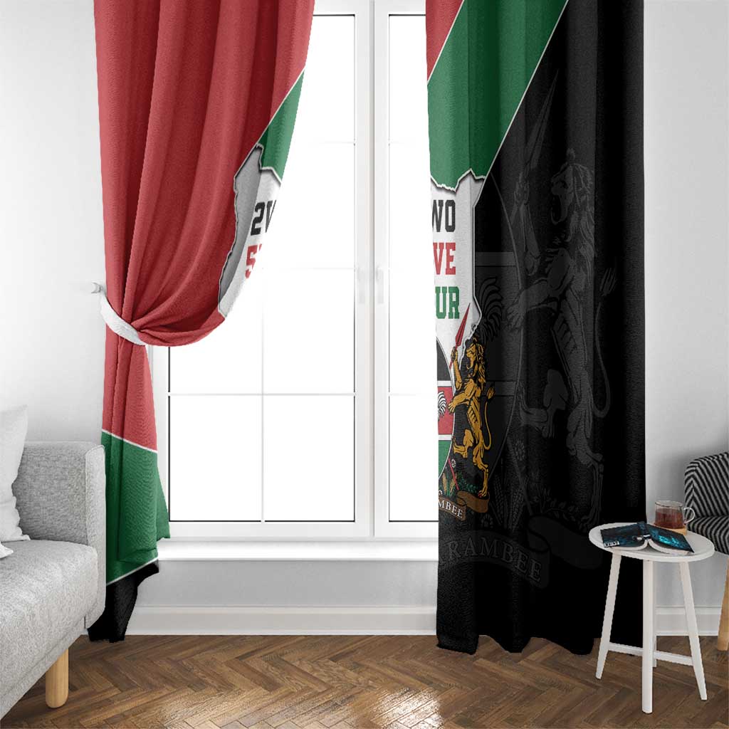 Kenya 254 Window Curtain Kenyan Flag Map Double Lion Shield - Wonder Print Shop