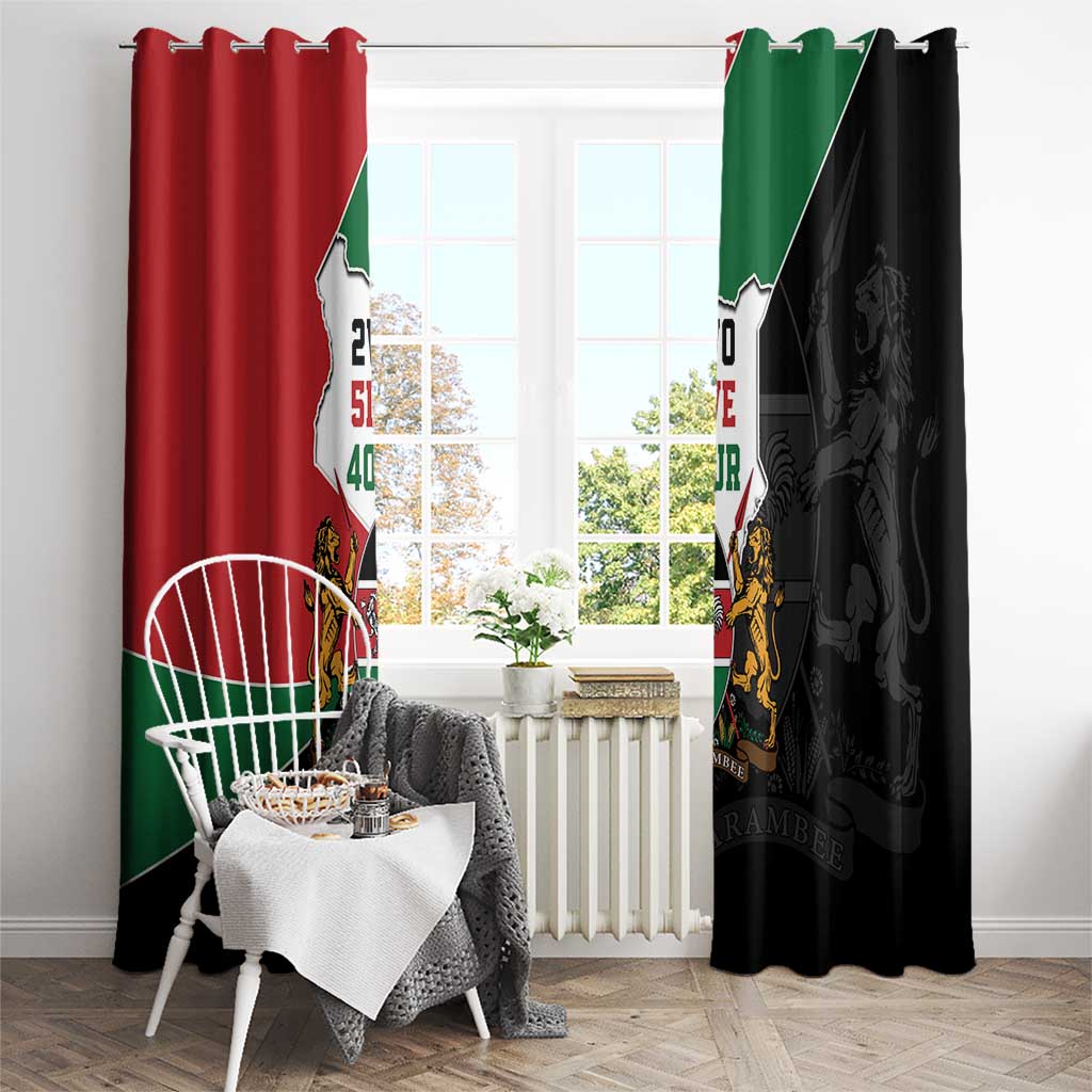 Kenya 254 Window Curtain Kenyan Flag Map Double Lion Shield - Wonder Print Shop