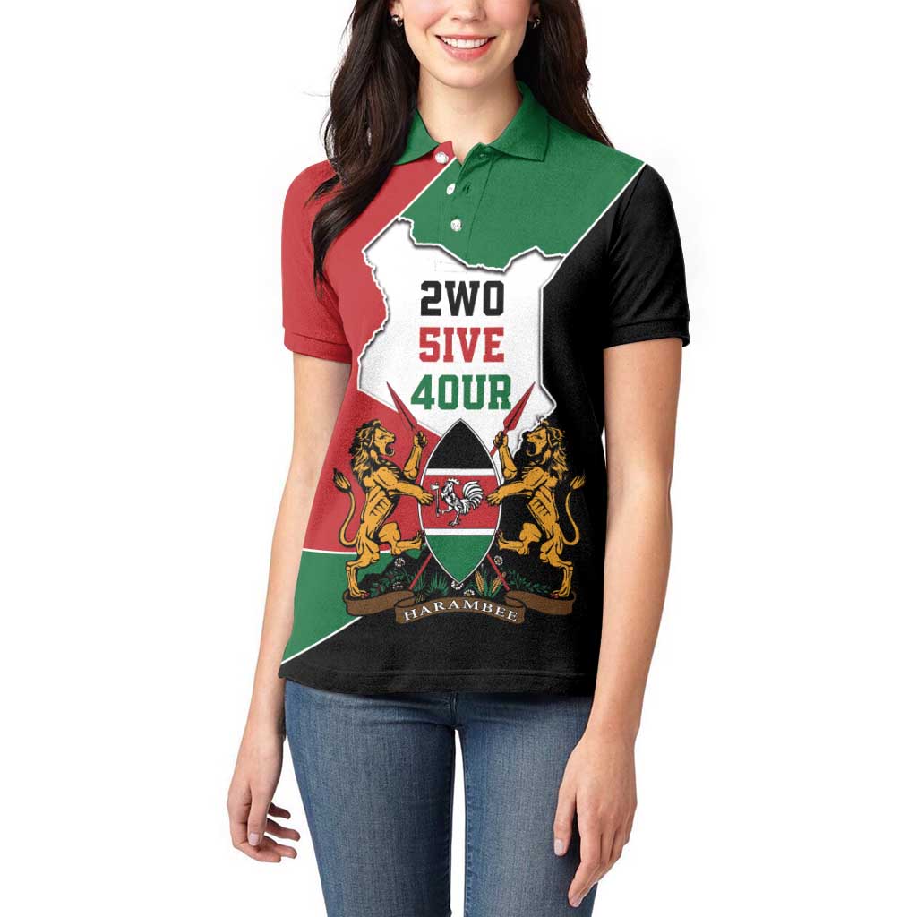 Kenya 254 Women Polo Shirt Kenyan Flag Map Double Lion Shield - Wonder Print Shop