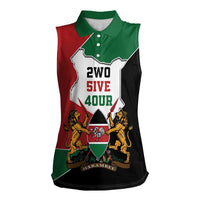 Kenya 254 Women Sleeveless Polo Shirt Kenyan Flag Map Double Lion Shield - Wonder Print Shop