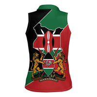Kenya 254 Women Sleeveless Polo Shirt Kenyan Flag Map Double Lion Shield - Wonder Print Shop