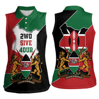 Kenya 254 Women Sleeveless Polo Shirt Kenyan Flag Map Double Lion Shield - Wonder Print Shop