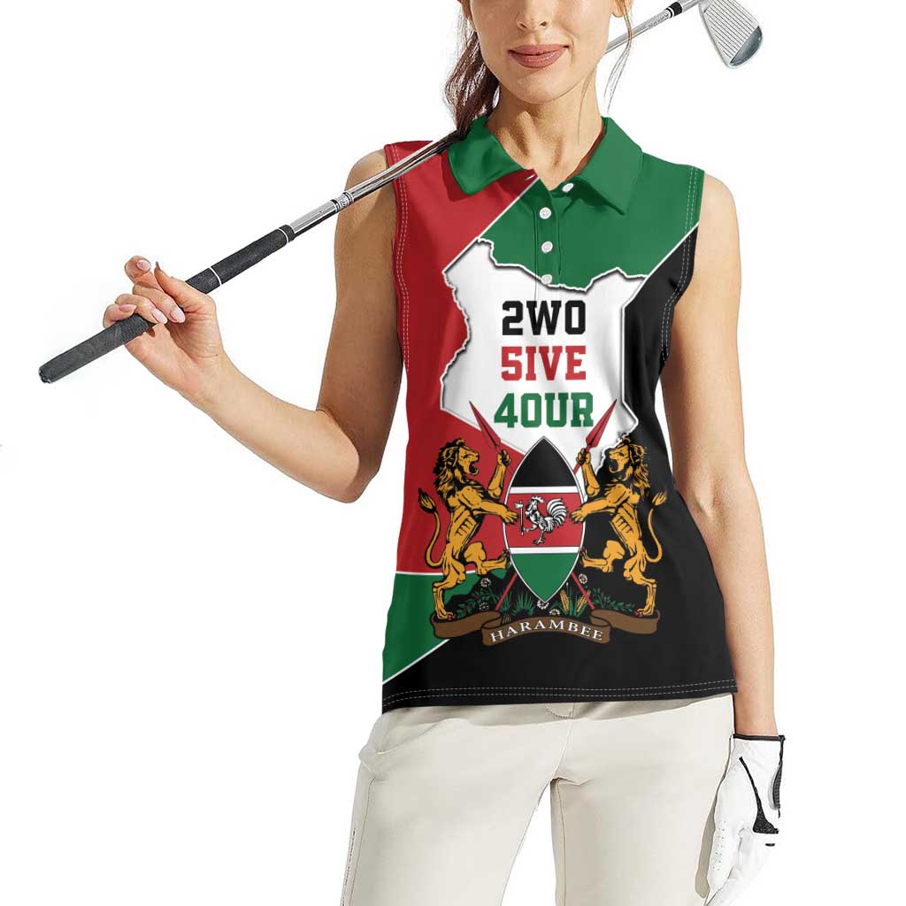 Kenya 254 Women Sleeveless Polo Shirt Kenyan Flag Map Double Lion Shield - Wonder Print Shop