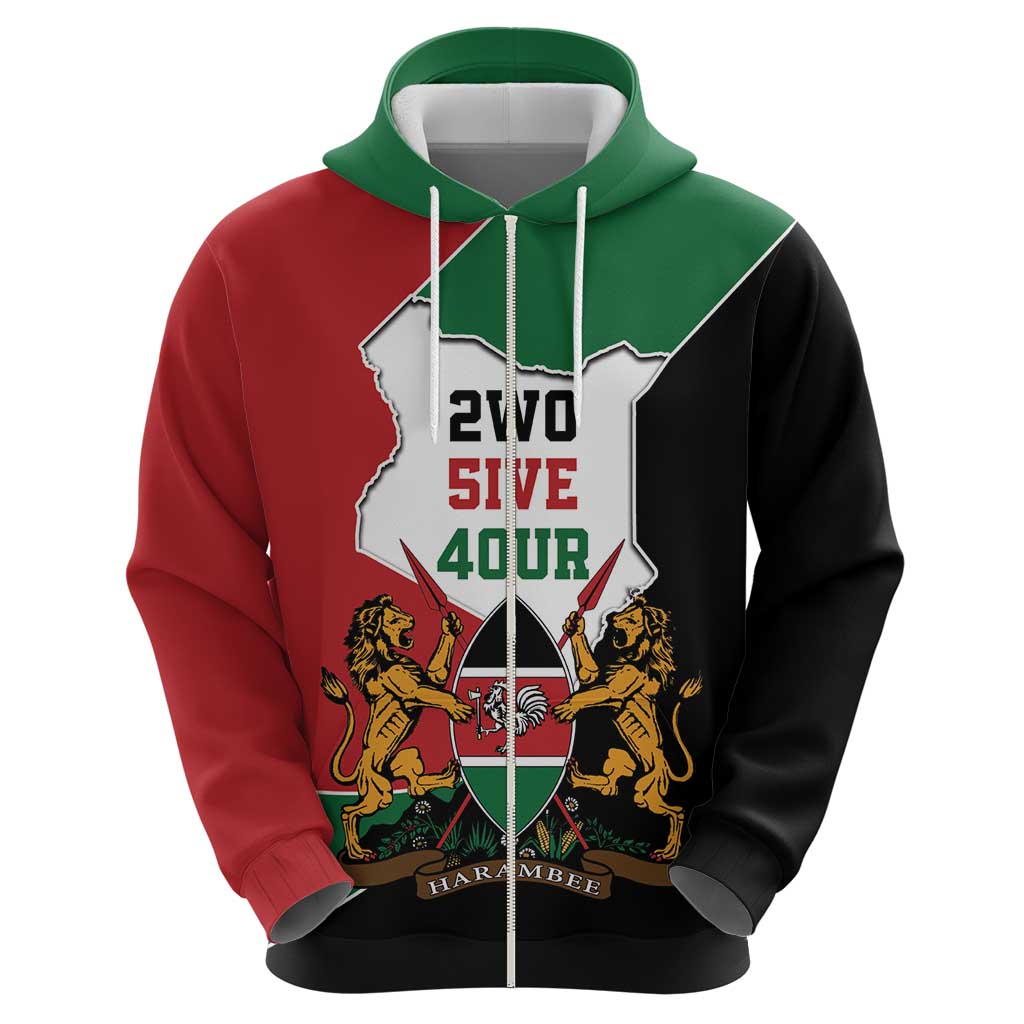 Kenya 254 Zip Hoodie Kenyan Flag Map Double Lion Shield - Wonder Print Shop
