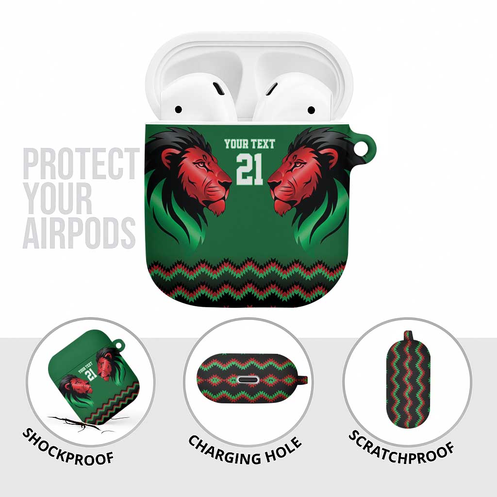 Kenya Cricket Custom AirPods Case Green Lion Head with Kenyan Pattern - Wonder Print Shop