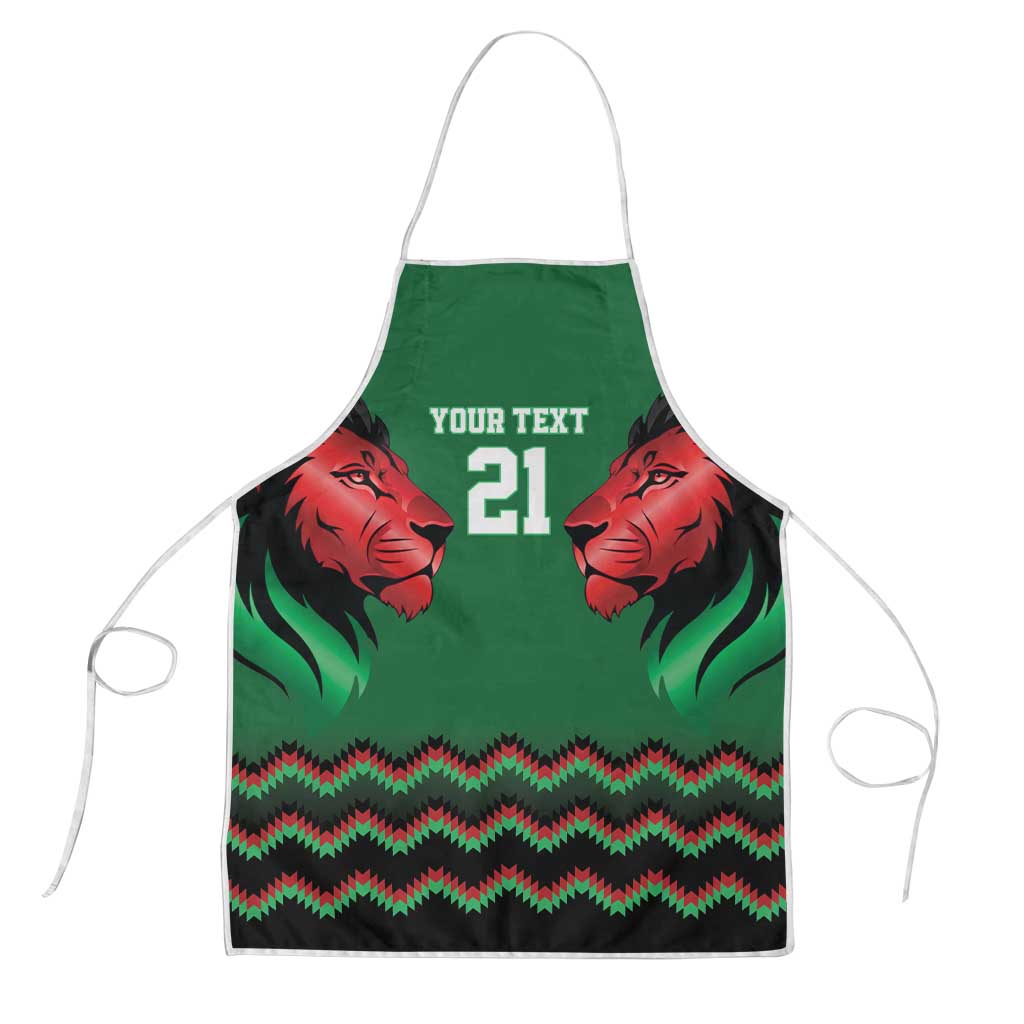 Kenya Cricket Custom Apron Green Lion Head with Kenyan Pattern - Wonder Print Shop