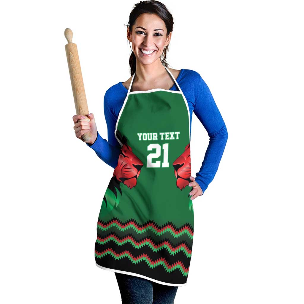 Kenya Cricket Custom Apron Green Lion Head with Kenyan Pattern - Wonder Print Shop