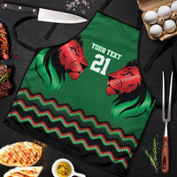 Kenya Cricket Custom Apron Green Lion Head with Kenyan Pattern - Wonder Print Shop