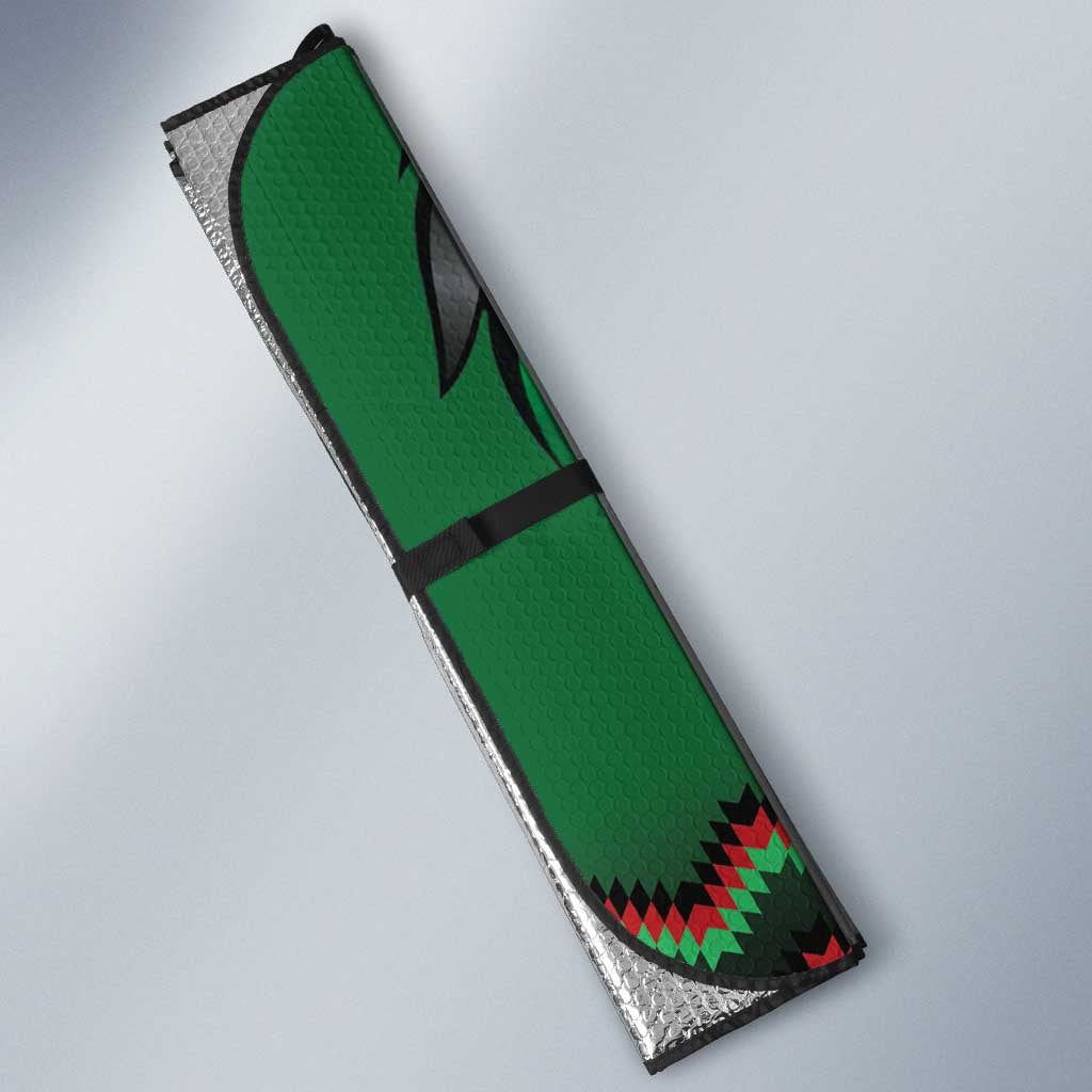 Kenya Cricket Custom Auto Sun Shade Green Lion Head with Kenyan Pattern - Wonder Print Shop