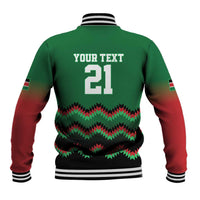 Kenya Cricket Custom Baseball Jacket Green Lion Head with Kenyan Pattern - Wonder Print Shop