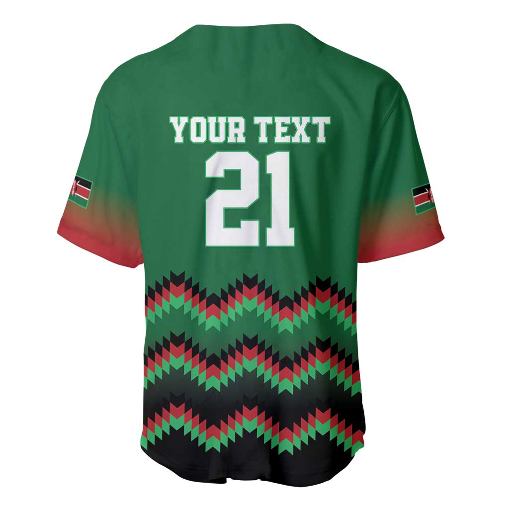Kenya Cricket Custom Baseball Jersey Green Lion Head with Kenyan Pattern - Wonder Print Shop