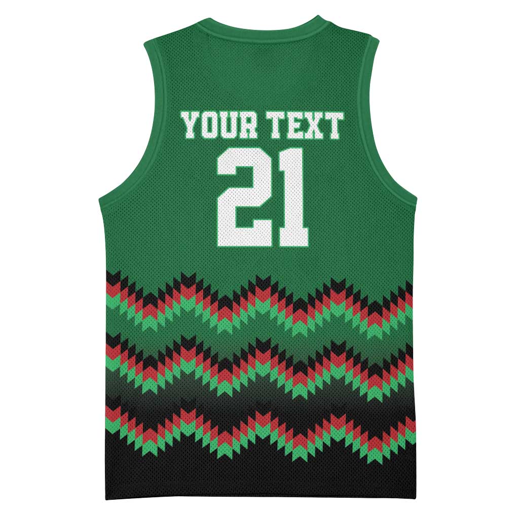 Kenya Cricket Custom Basketball Jersey Green Lion Head with Kenyan Pattern - Wonder Print Shop