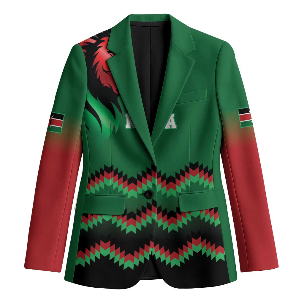 Kenya Cricket Custom Blazer Green Lion Head with Kenyan Pattern - Wonder Print Shop