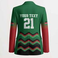Kenya Cricket Custom Blazer Green Lion Head with Kenyan Pattern - Wonder Print Shop