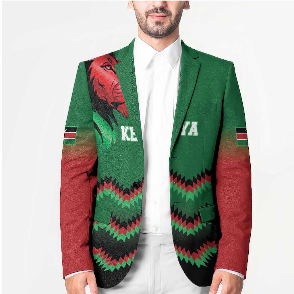Kenya Cricket Custom Blazer Green Lion Head with Kenyan Pattern - Wonder Print Shop