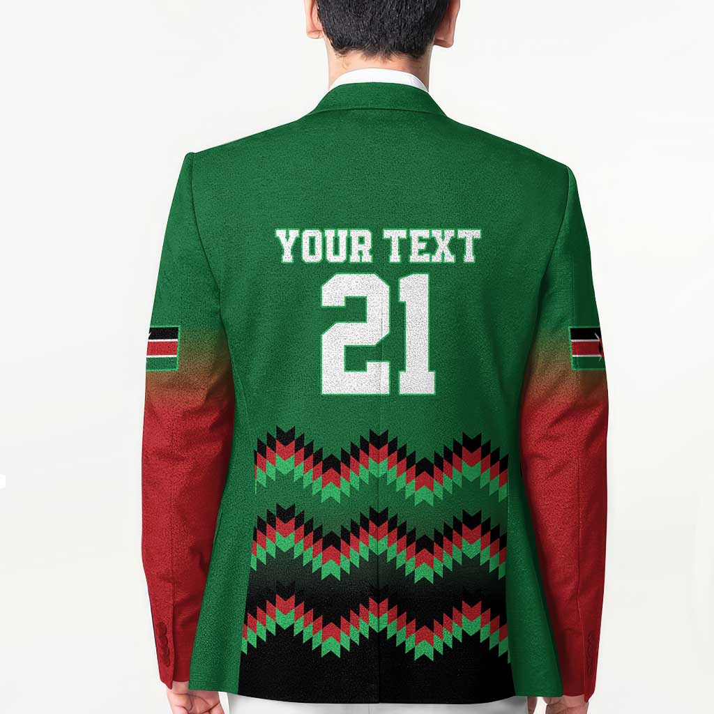 Kenya Cricket Custom Blazer Green Lion Head with Kenyan Pattern - Wonder Print Shop