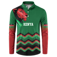 Kenya Cricket Custom Button Sweatshirt Green Lion Head with Kenyan Pattern - Wonder Print Shop