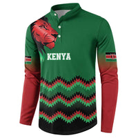 Kenya Cricket Custom Button Sweatshirt Green Lion Head with Kenyan Pattern - Wonder Print Shop