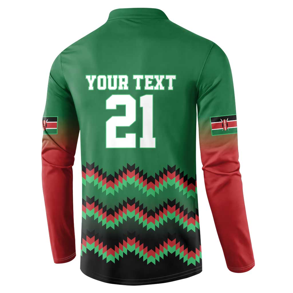 Kenya Cricket Custom Button Sweatshirt Green Lion Head with Kenyan Pattern - Wonder Print Shop