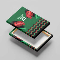 Kenya Cricket Custom Canvas Wall Art Green Lion Head with Kenyan Pattern - Wonder Print Shop