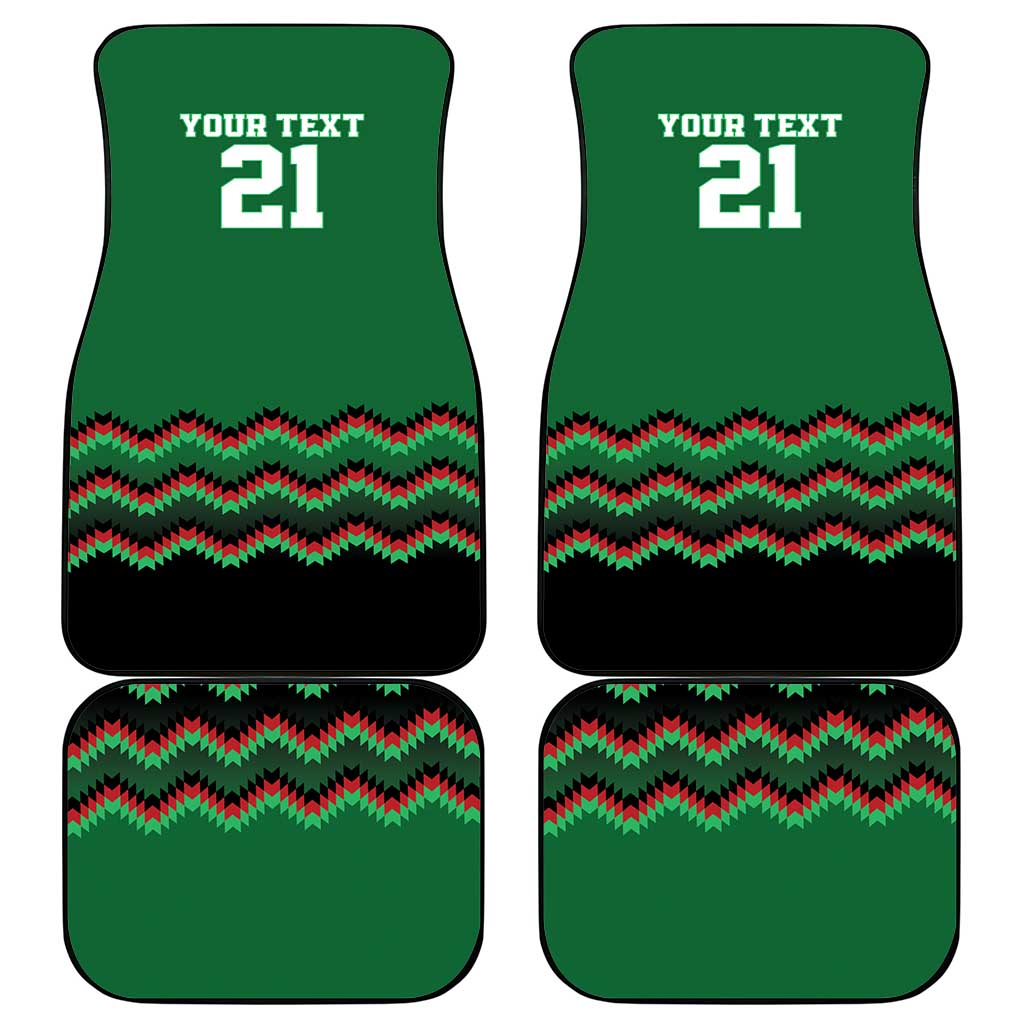 Kenya Cricket Custom Car Mats Green Lion Head with Kenyan Pattern - Wonder Print Shop