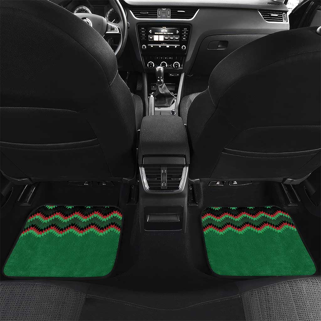 Kenya Cricket Custom Car Mats Green Lion Head with Kenyan Pattern - Wonder Print Shop