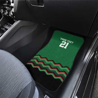 Kenya Cricket Custom Car Mats Green Lion Head with Kenyan Pattern - Wonder Print Shop